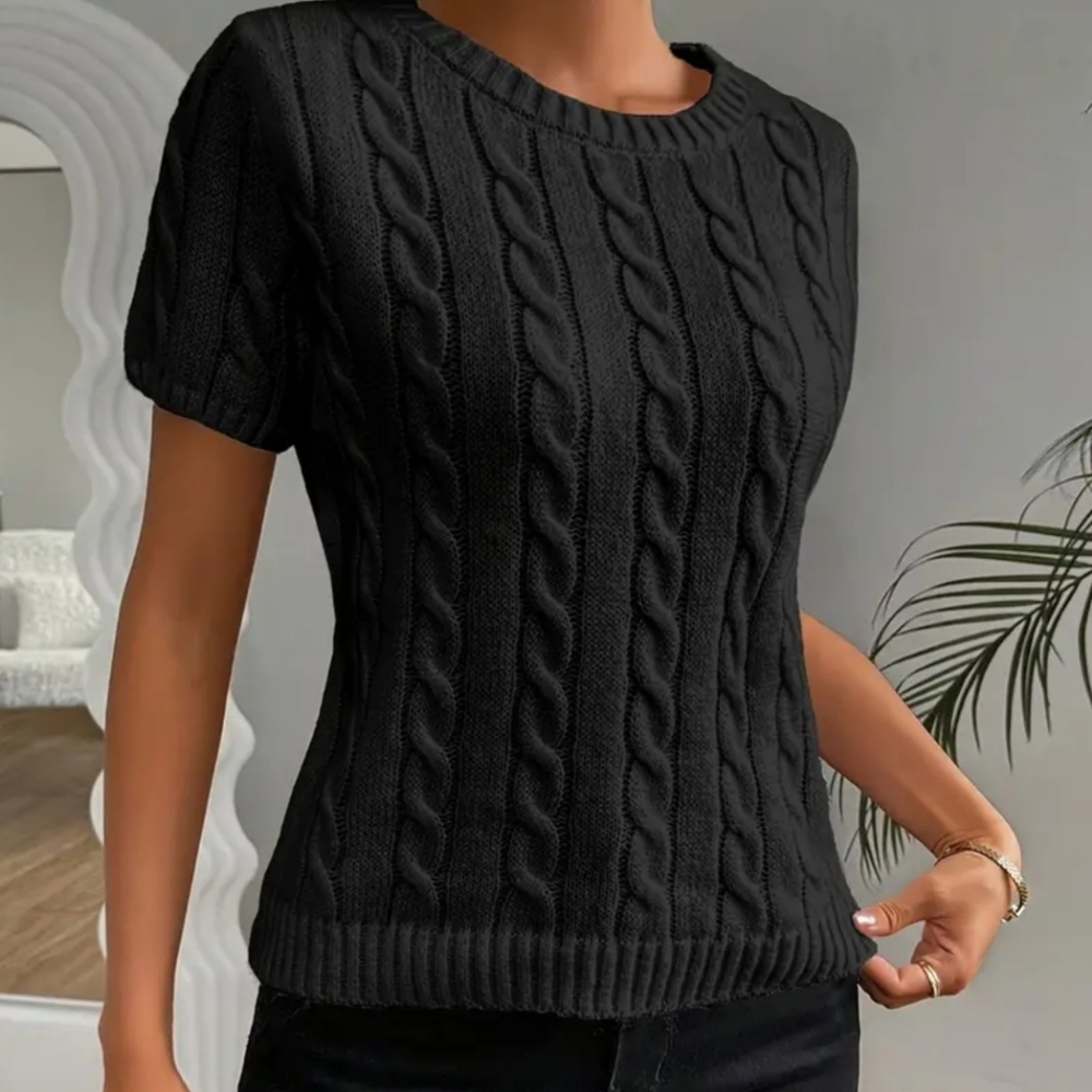 NWT SHEIN Black Cable Knit Sweater